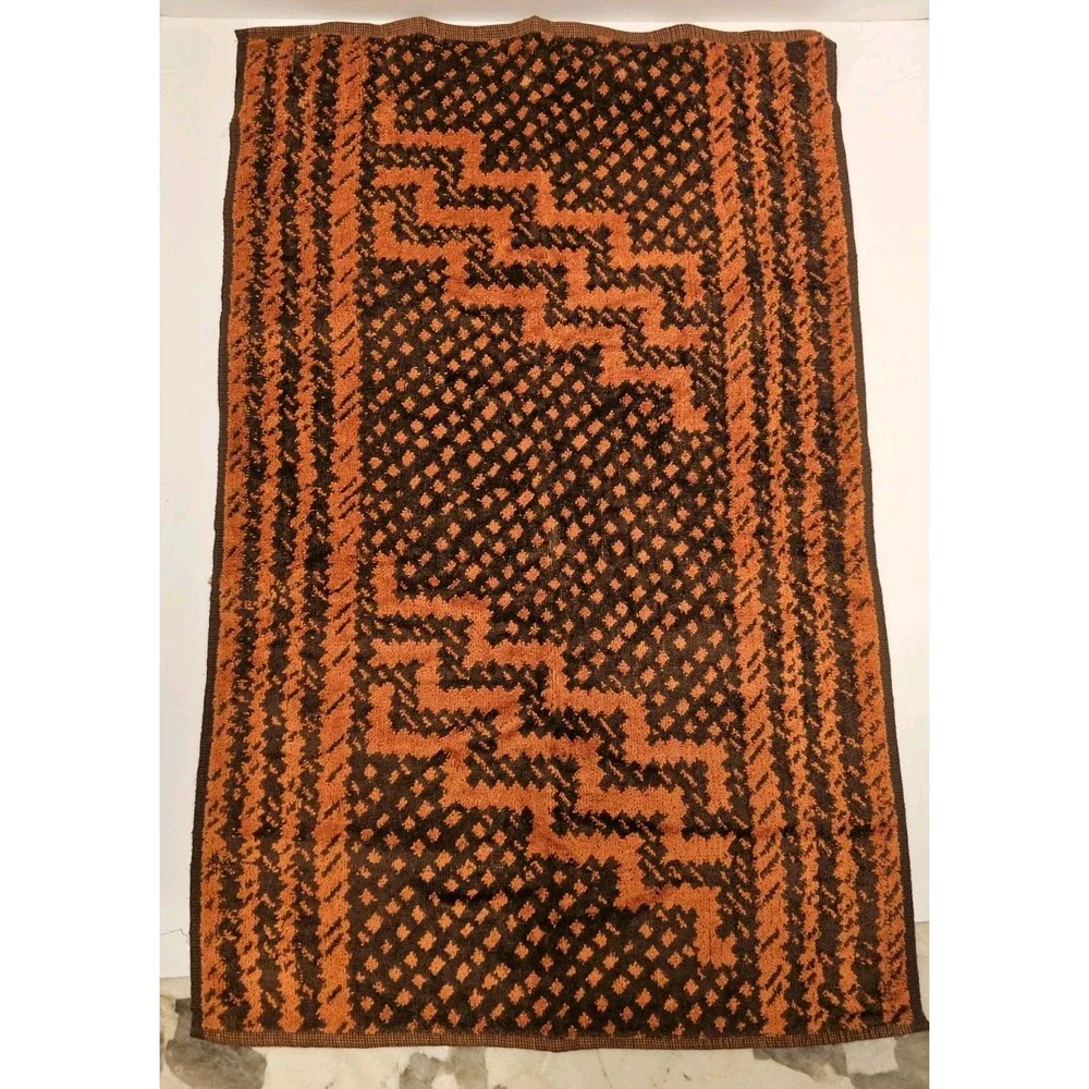Vintage Lady Pepperell 70s Brown Orange Towel Set 2 Bath/2 Hand/2 Wash MCM Mod